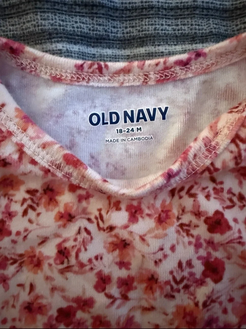 OLD NAVY Baby Girl Long Sleeve Pink Floral Snap 1 Pc. Bodysuit 18-24 Months